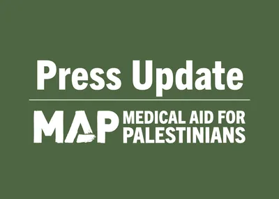 Medical Aid for Palestinians press update card in green