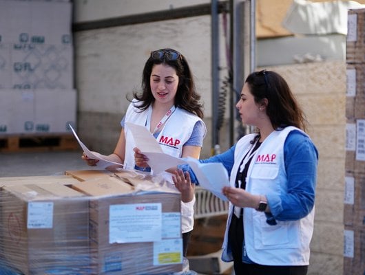 MAP's West Bank staff oversee the delivery of medical supplies.