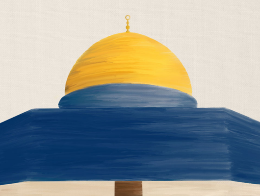 E-card design of the Al-Aqsa Mosque with MAP logo at the bottom