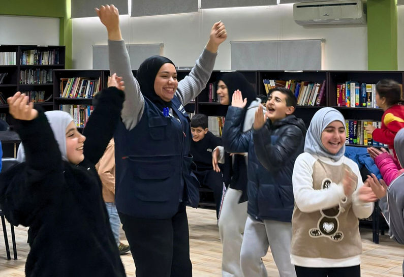 Children playing during one of MAP's facilitated mental health project activities in Lebanon