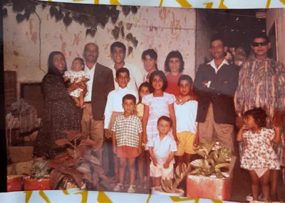 Old photo of Zahra's family at their home in Ein el-Hilweh camp in Lebanon.