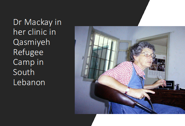 Image of Runa Mackay in her clinic in Qasmiyeh Refugee camp in South Lebanon